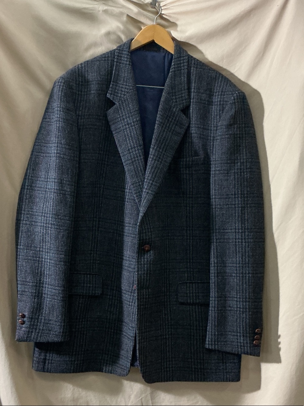 Men's Blue Plaid Sport Coat Blazer